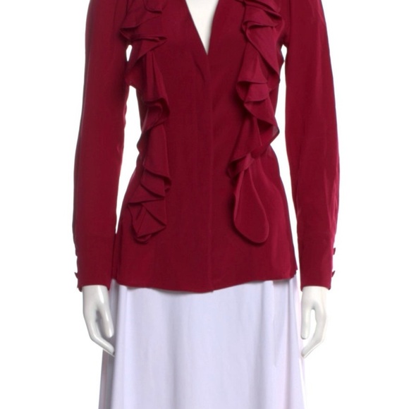 Fendi Red Ruffle Blouse - Picture 1 of 1